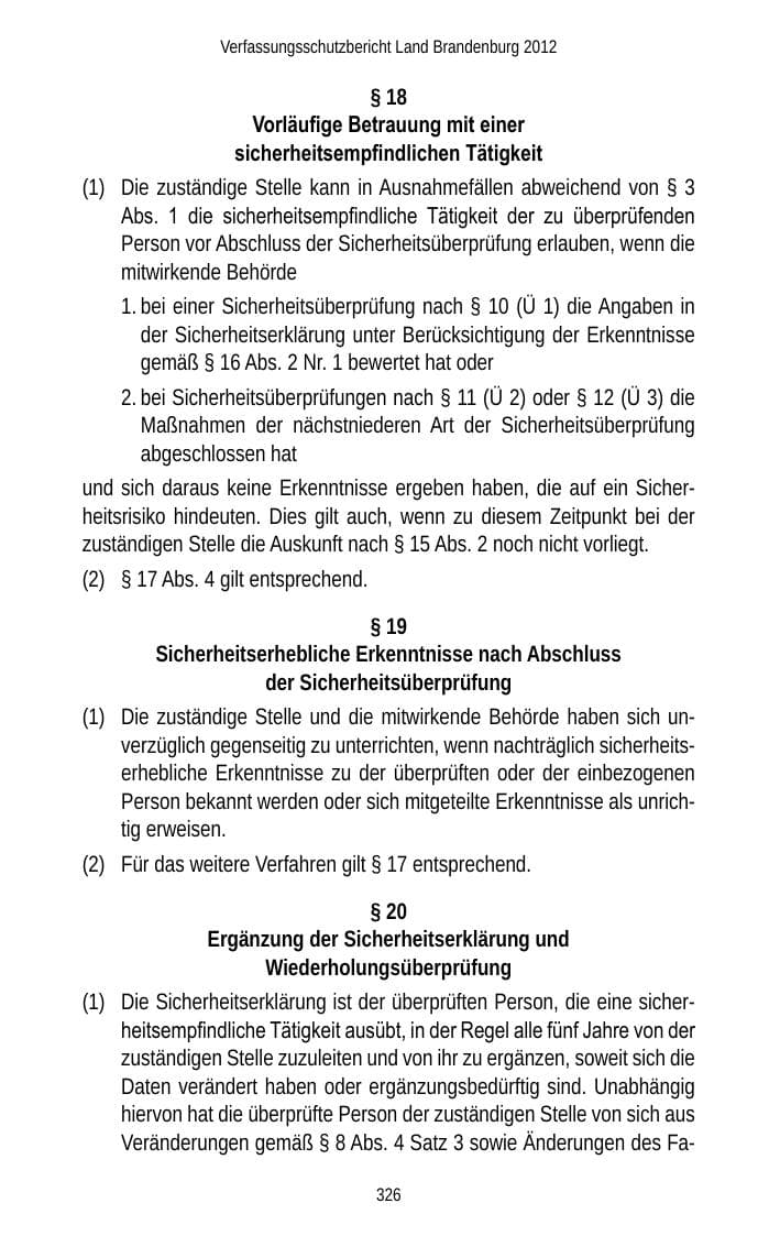 Seite 326 des Verfassungsschutzbericht 2012 Brandenburg