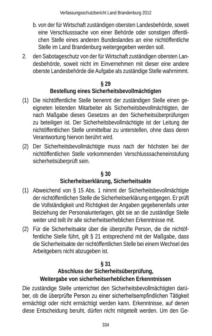 Seite 334 des Verfassungsschutzbericht 2012 Brandenburg