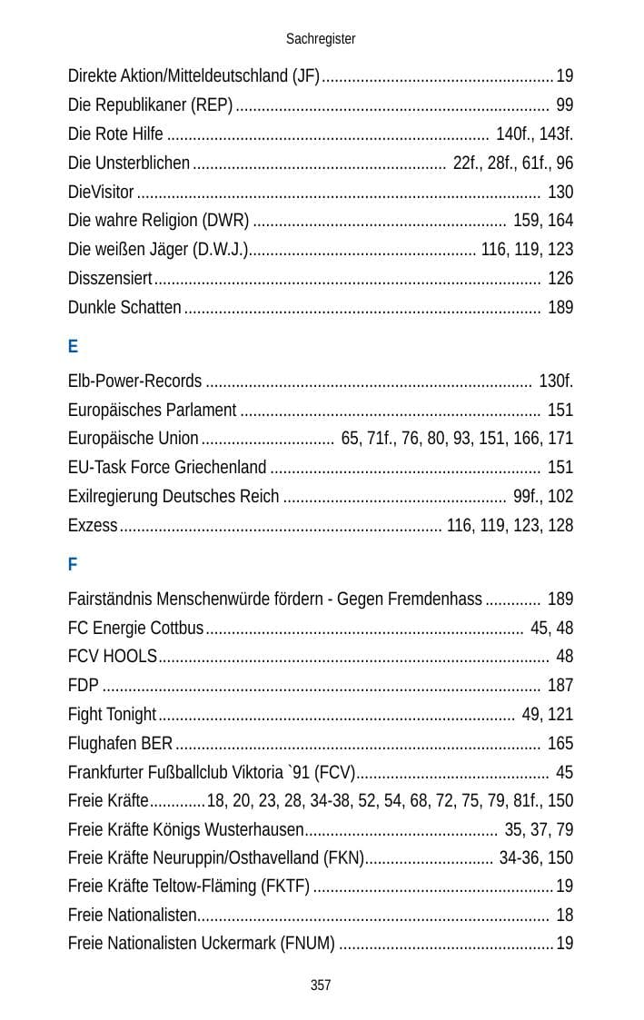 Seite 357 des Verfassungsschutzbericht 2012 Brandenburg