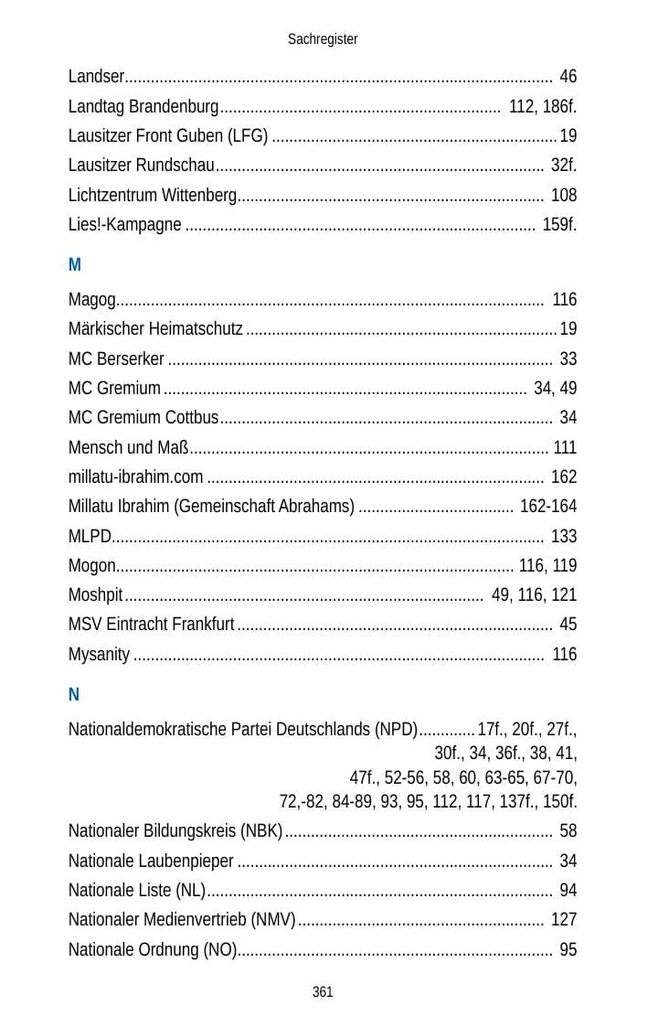 Seite 361 des Verfassungsschutzbericht 2012 Brandenburg