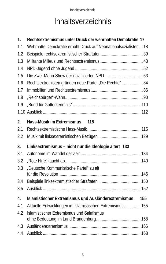 Seite 5 des Verfassungsschutzbericht 2012 Brandenburg