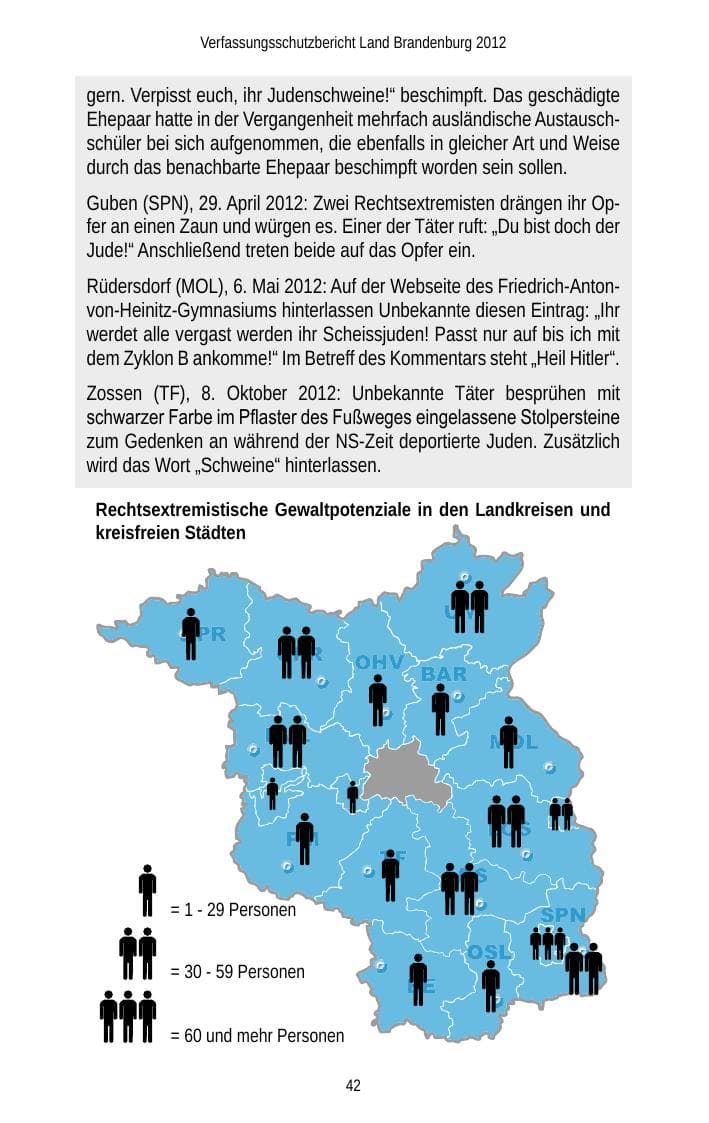 Seite 42 des Verfassungsschutzbericht 2012 Brandenburg