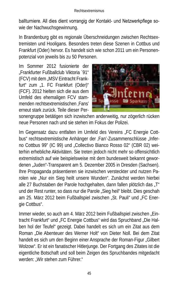 Seite 45 des Verfassungsschutzbericht 2012 Brandenburg