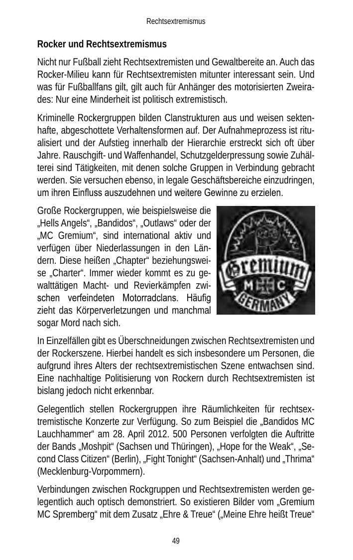 Seite 49 des Verfassungsschutzbericht 2012 Brandenburg