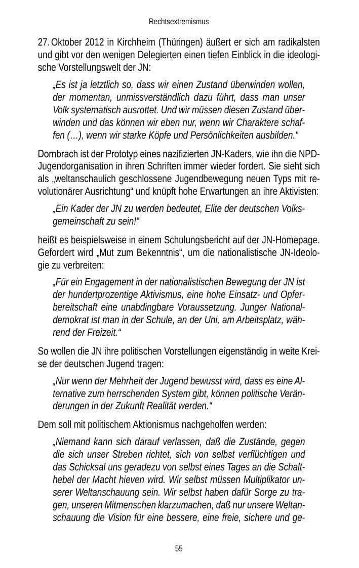 Seite 55 des Verfassungsschutzbericht 2012 Brandenburg