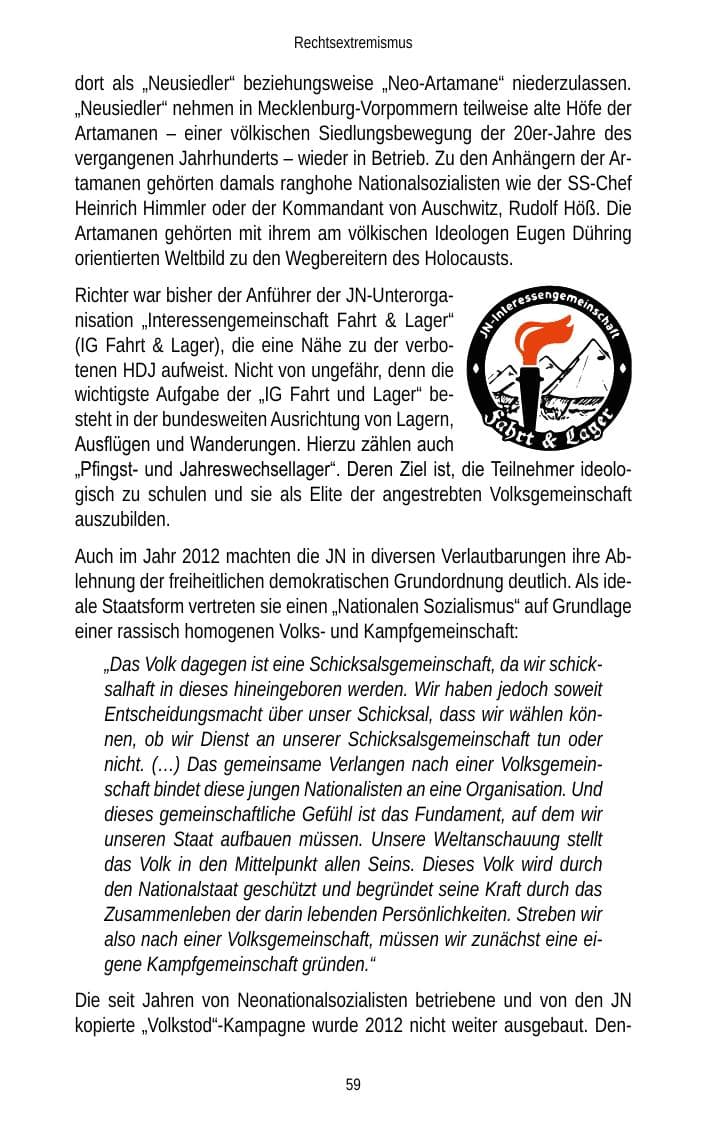 Seite 59 des Verfassungsschutzbericht 2012 Brandenburg