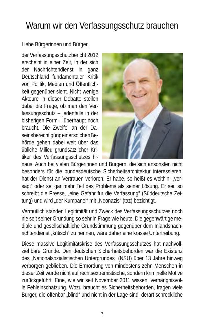Seite 7 des Verfassungsschutzbericht 2012 Brandenburg