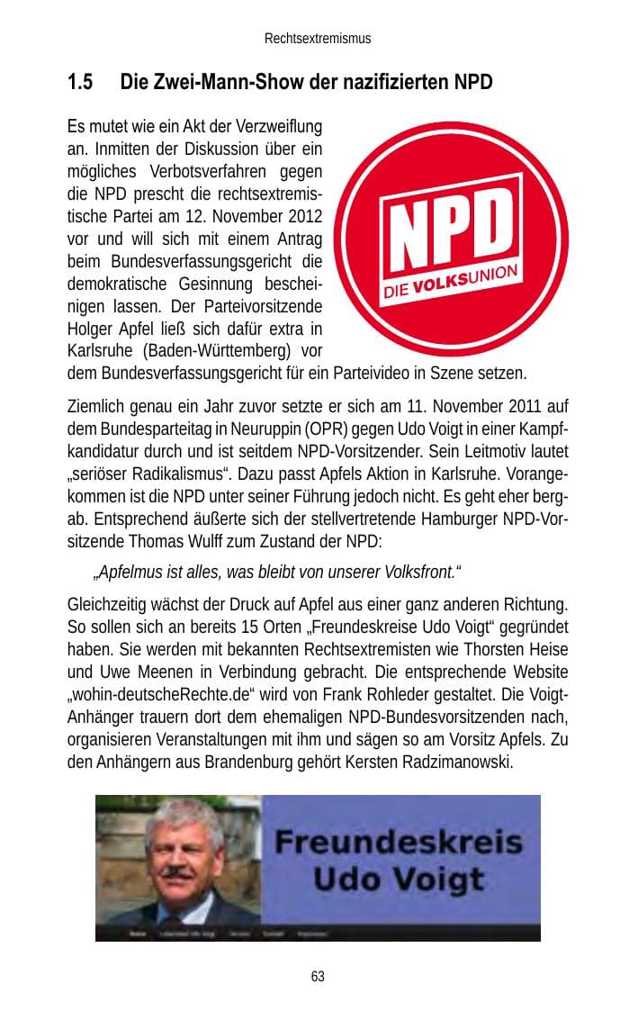 Seite 63 des Verfassungsschutzbericht 2012 Brandenburg