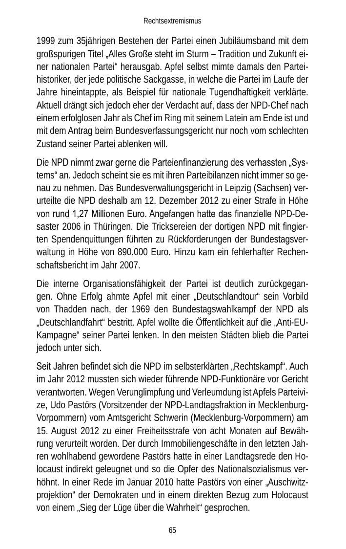 Seite 65 des Verfassungsschutzbericht 2012 Brandenburg