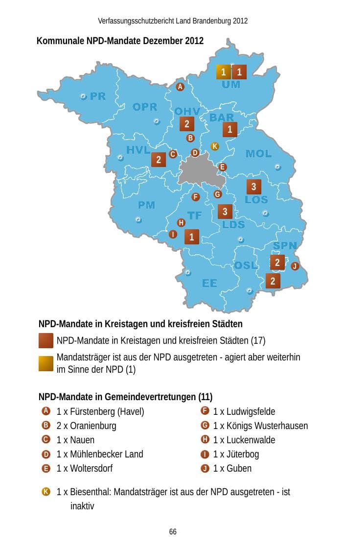 Seite 66 des Verfassungsschutzbericht 2012 Brandenburg
