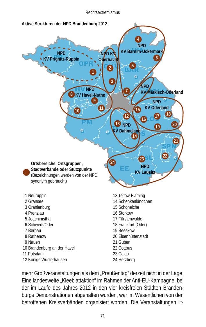 Seite 71 des Verfassungsschutzbericht 2012 Brandenburg