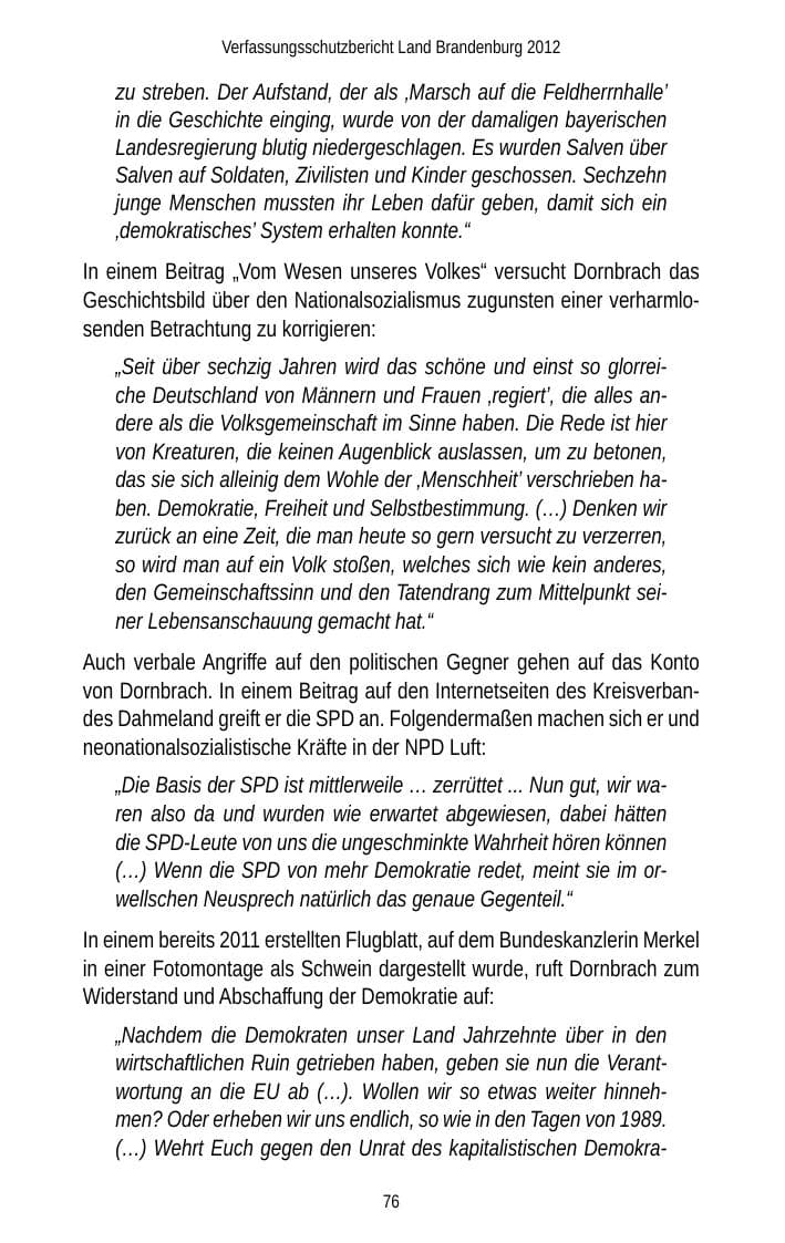 Seite 76 des Verfassungsschutzbericht 2012 Brandenburg
