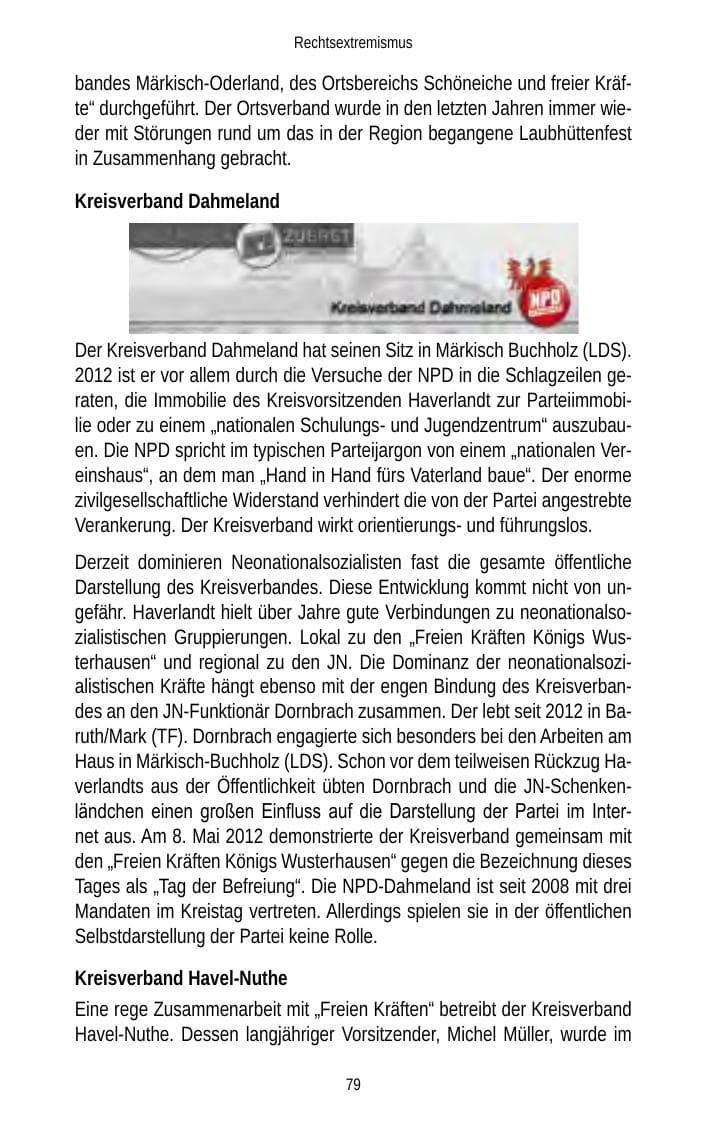 Seite 79 des Verfassungsschutzbericht 2012 Brandenburg