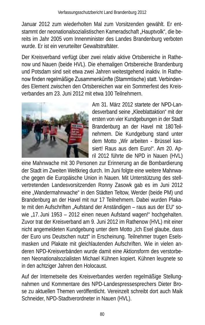 Seite 80 des Verfassungsschutzbericht 2012 Brandenburg