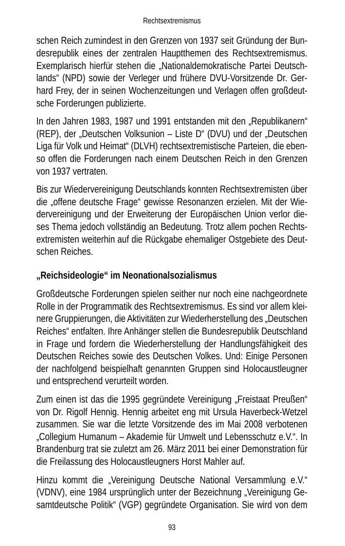 Seite 93 des Verfassungsschutzbericht 2012 Brandenburg