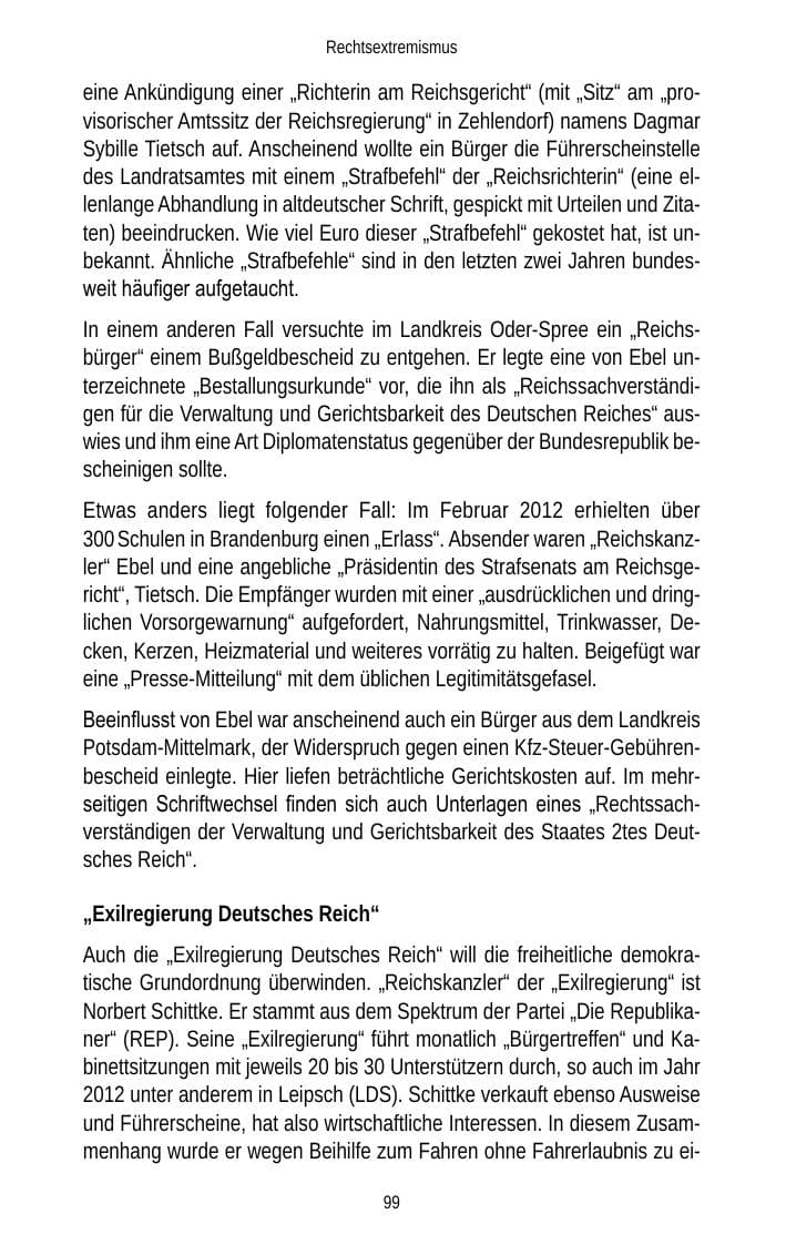Seite 99 des Verfassungsschutzbericht 2012 Brandenburg