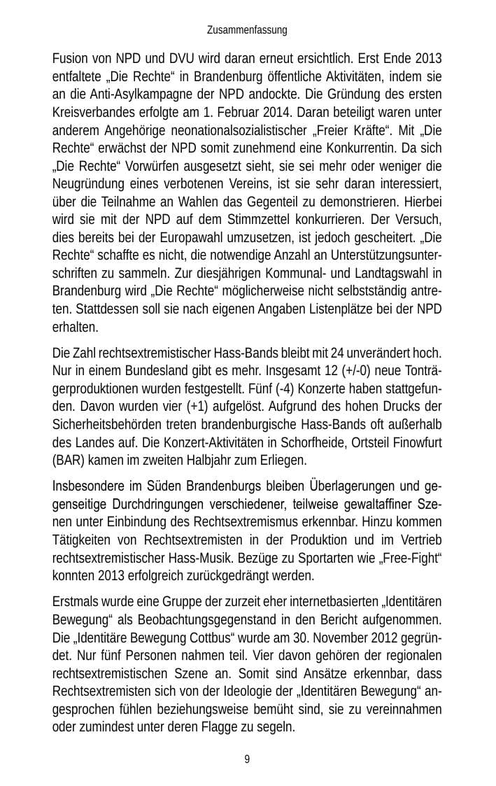 Seite 11 des Verfassungsschutzbericht 2013 Brandenburg