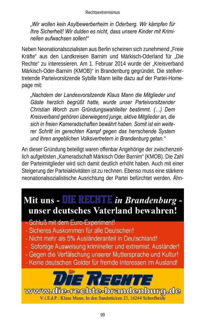 Seite 101 des Verfassungsschutzbericht 2013 Brandenburg