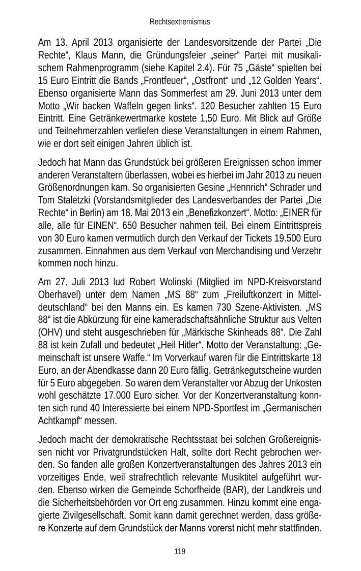 Seite 121 des Verfassungsschutzbericht 2013 Brandenburg
