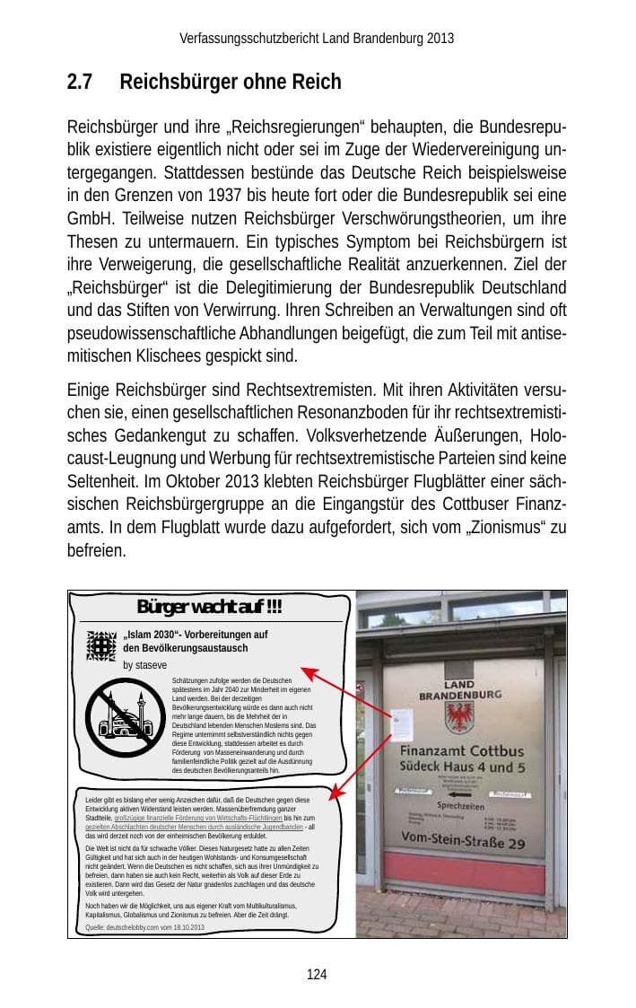 Seite 126 des Verfassungsschutzbericht 2013 Brandenburg