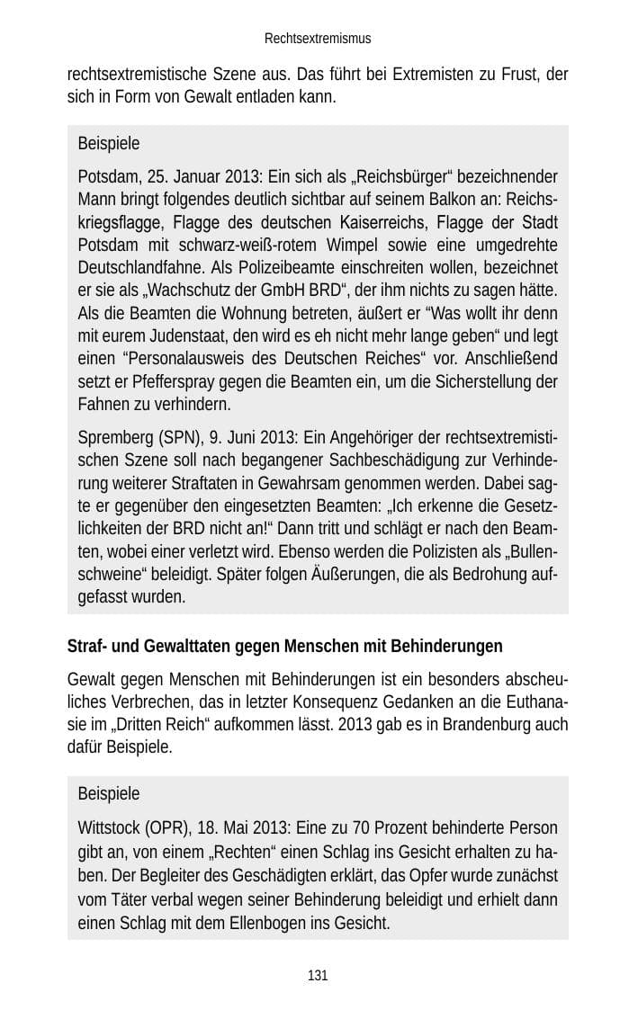 Seite 133 des Verfassungsschutzbericht 2013 Brandenburg