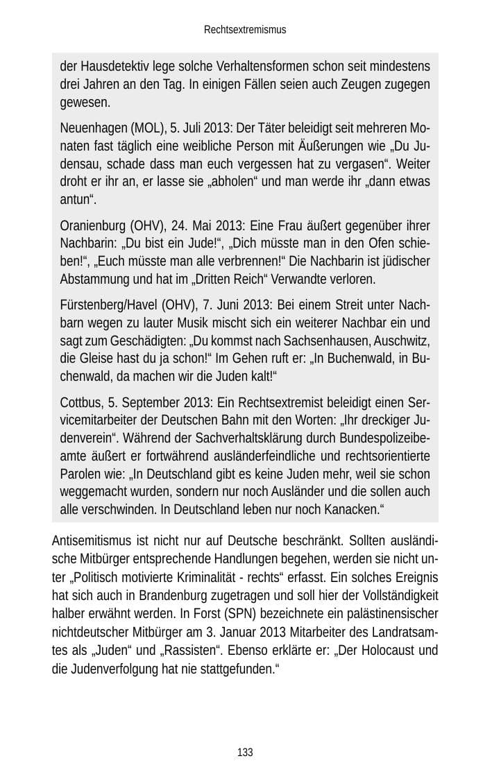 Seite 135 des Verfassungsschutzbericht 2013 Brandenburg