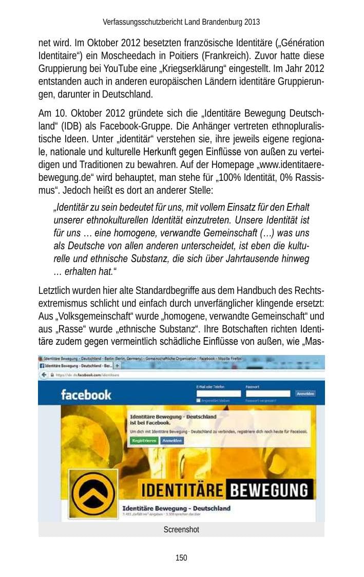 Seite 152 des Verfassungsschutzbericht 2013 Brandenburg