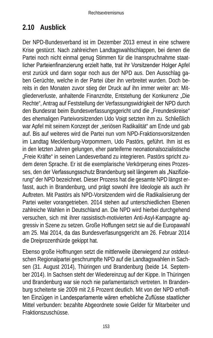 Seite 155 des Verfassungsschutzbericht 2013 Brandenburg