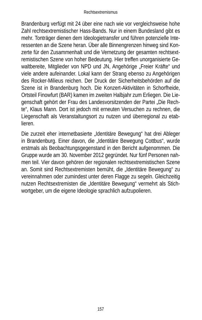 Seite 159 des Verfassungsschutzbericht 2013 Brandenburg