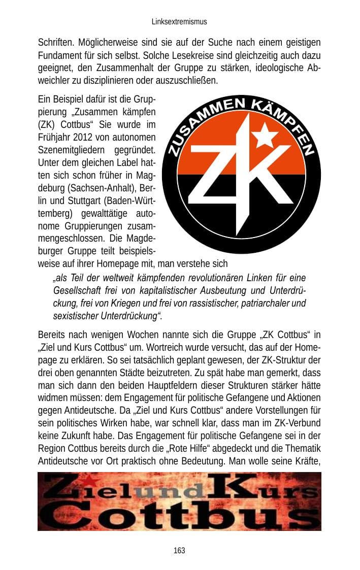 Seite 165 des Verfassungsschutzbericht 2013 Brandenburg