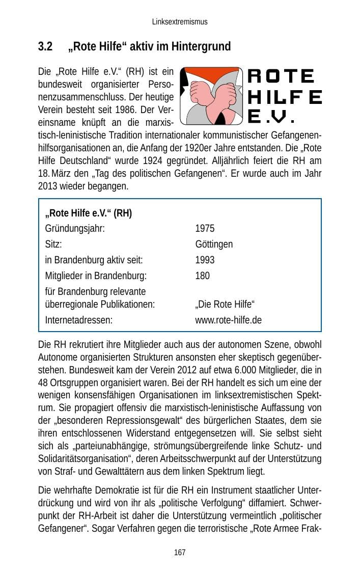 Seite 169 des Verfassungsschutzbericht 2013 Brandenburg