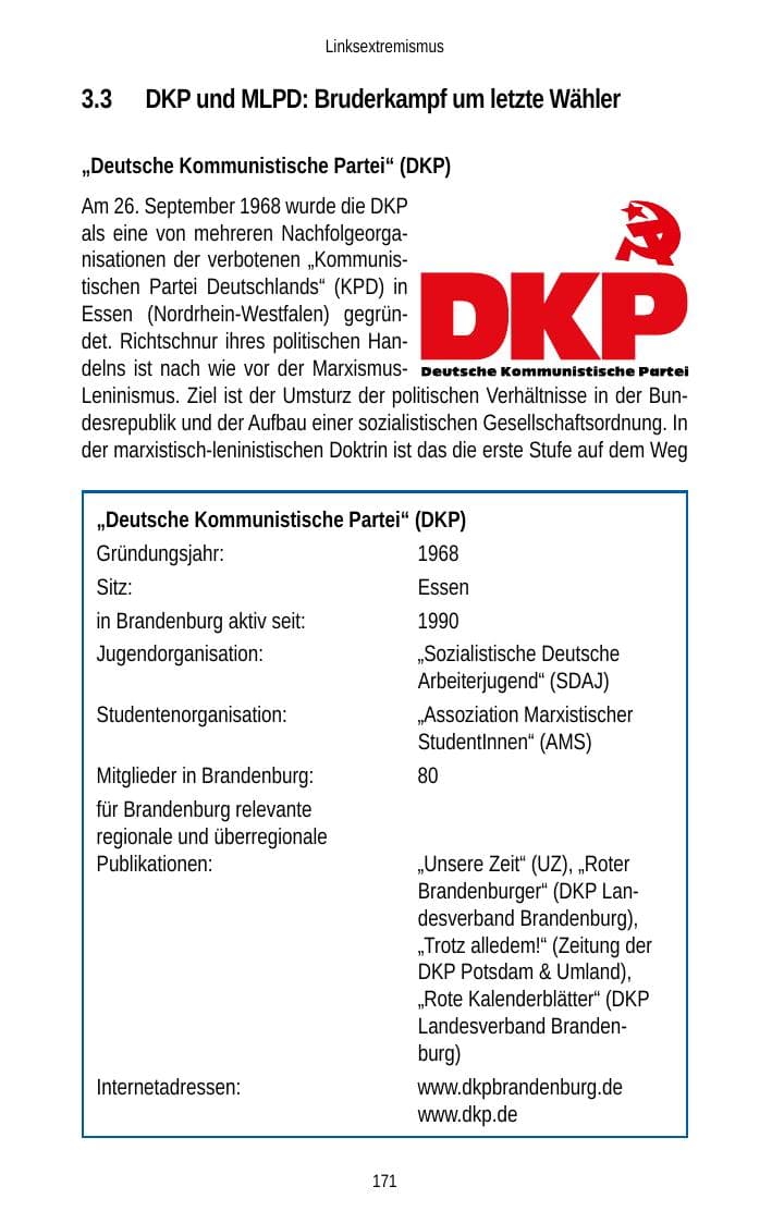 Seite 173 des Verfassungsschutzbericht 2013 Brandenburg