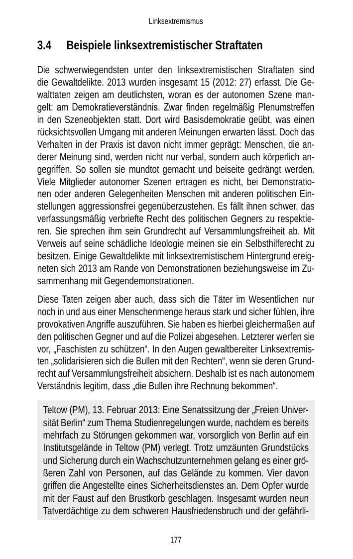 Seite 179 des Verfassungsschutzbericht 2013 Brandenburg