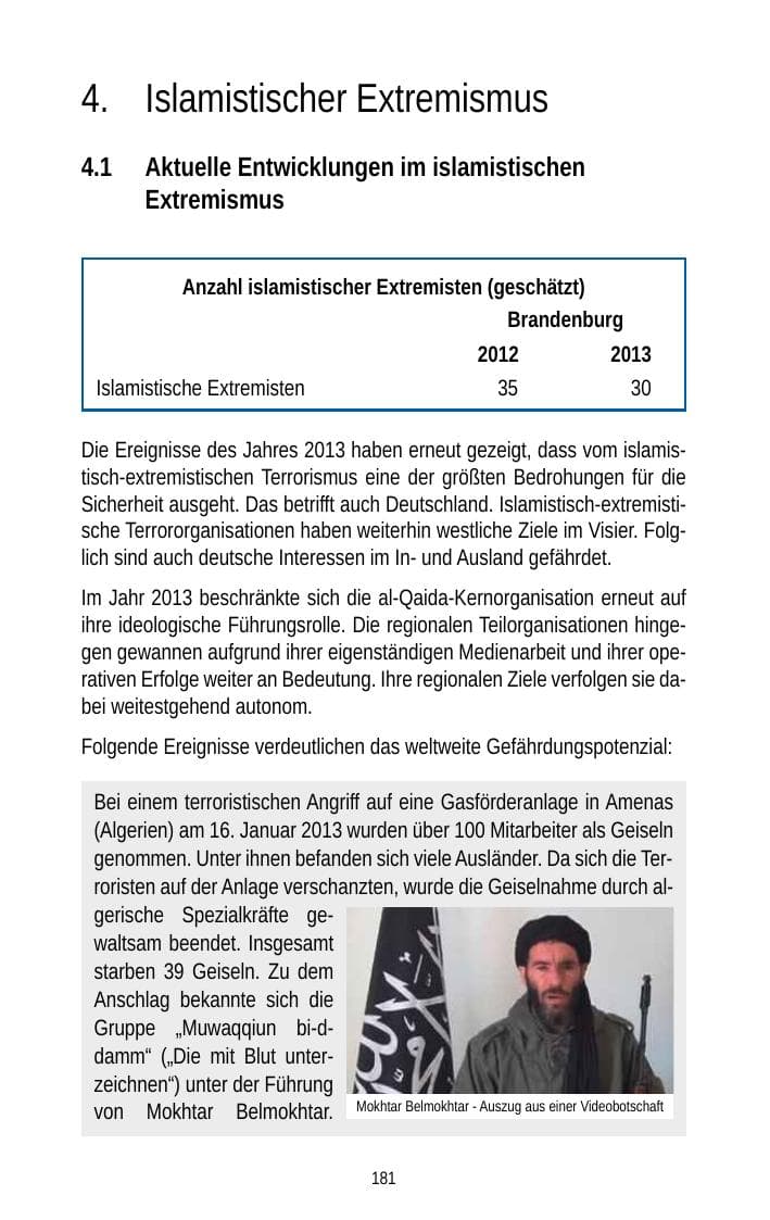 Seite 183 des Verfassungsschutzbericht 2013 Brandenburg