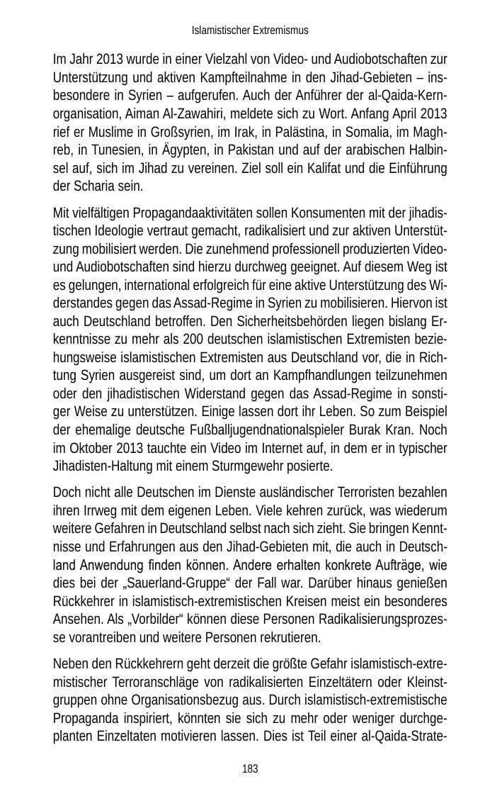Seite 185 des Verfassungsschutzbericht 2013 Brandenburg