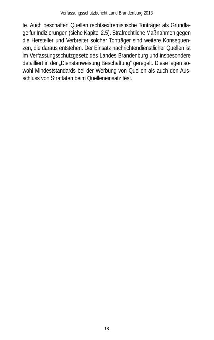 Seite 20 des Verfassungsschutzbericht 2013 Brandenburg