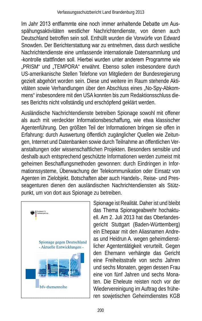 Seite 202 des Verfassungsschutzbericht 2013 Brandenburg