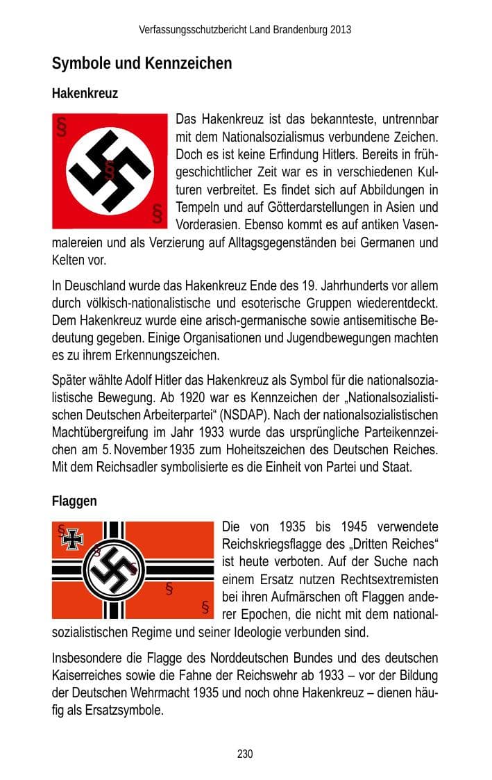 Seite 232 des Verfassungsschutzbericht 2013 Brandenburg