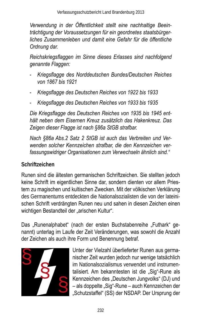 Seite 234 des Verfassungsschutzbericht 2013 Brandenburg