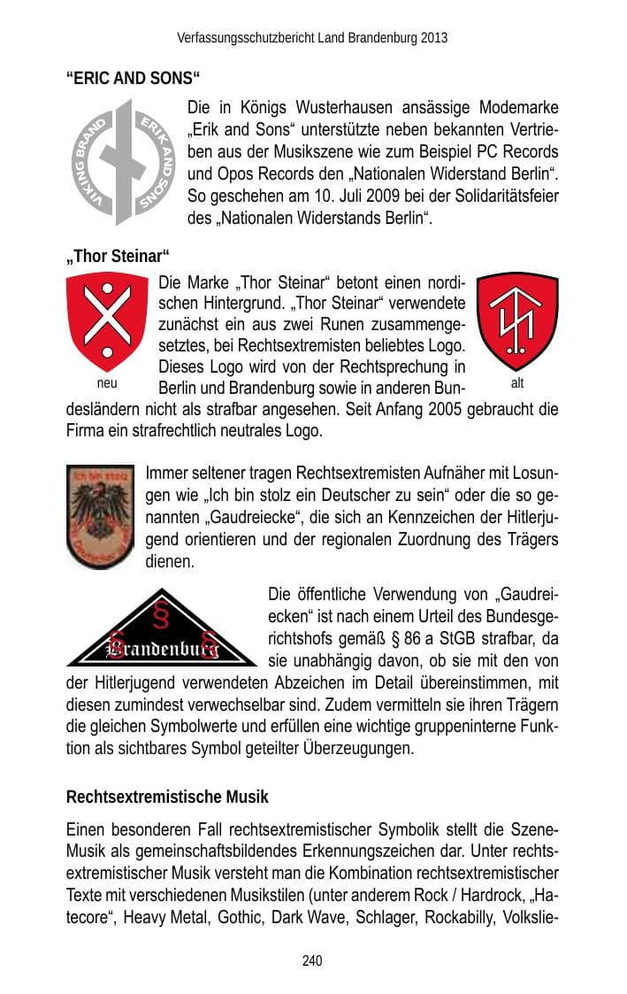 Seite 242 des Verfassungsschutzbericht 2013 Brandenburg