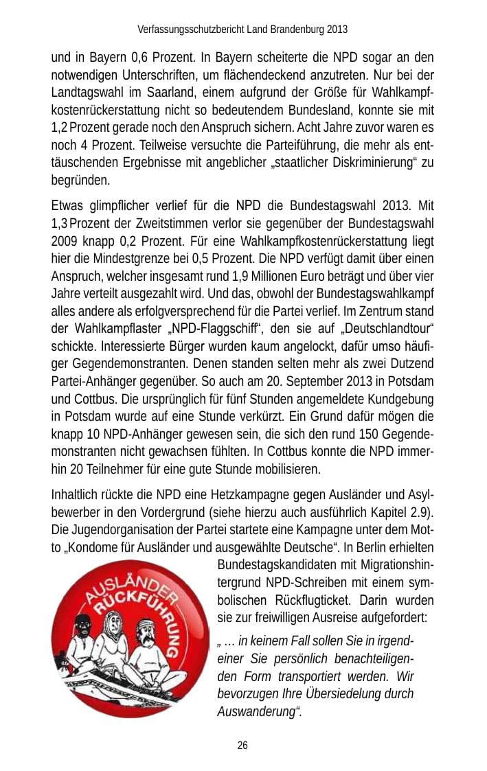 Seite 28 des Verfassungsschutzbericht 2013 Brandenburg