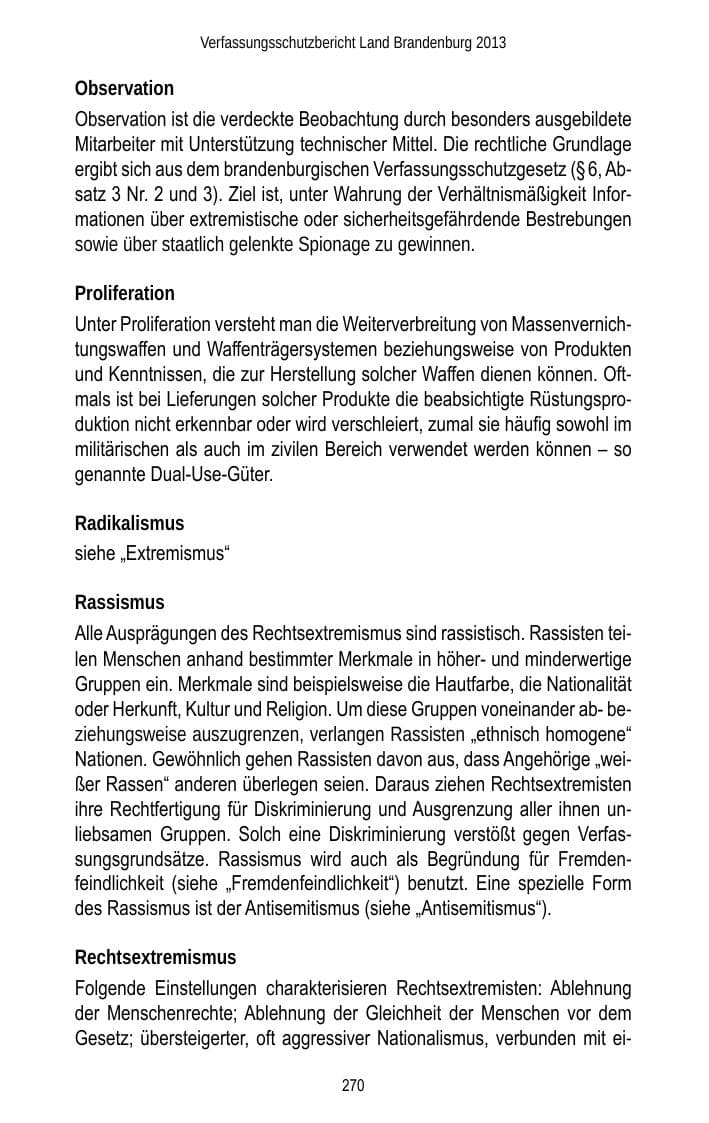 Seite 272 des Verfassungsschutzbericht 2013 Brandenburg