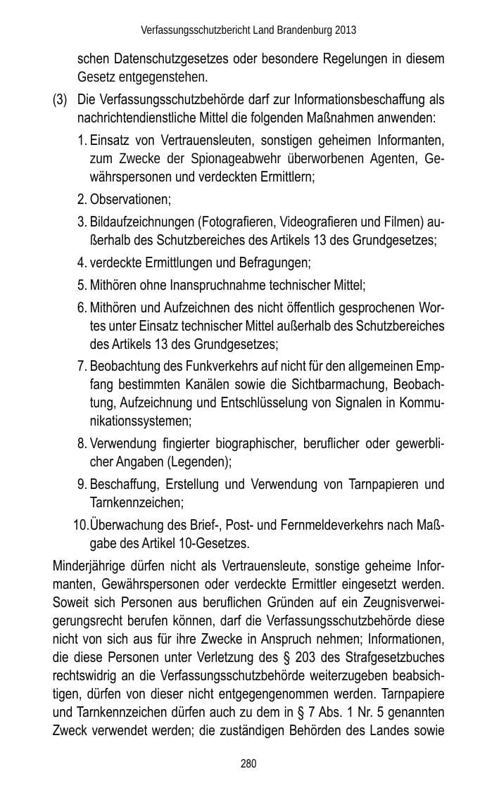 Seite 282 des Verfassungsschutzbericht 2013 Brandenburg