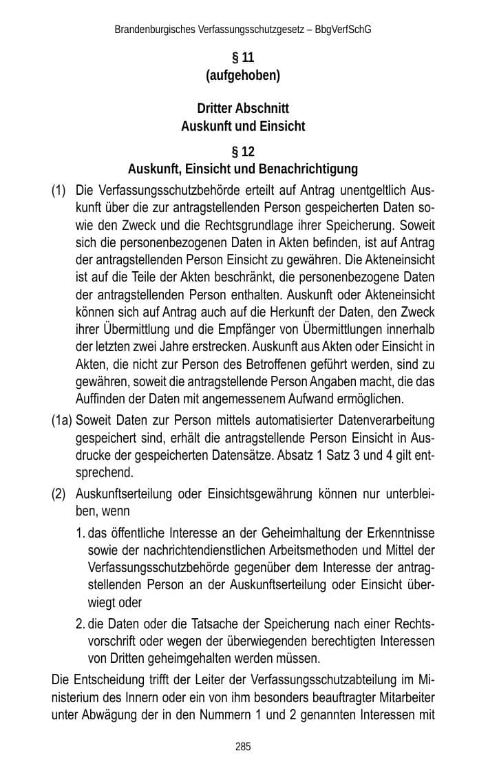 Seite 287 des Verfassungsschutzbericht 2013 Brandenburg