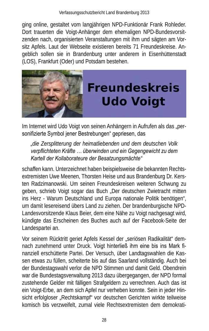Seite 30 des Verfassungsschutzbericht 2013 Brandenburg