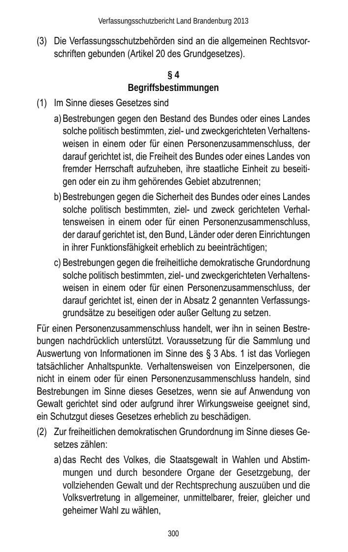 Seite 302 des Verfassungsschutzbericht 2013 Brandenburg