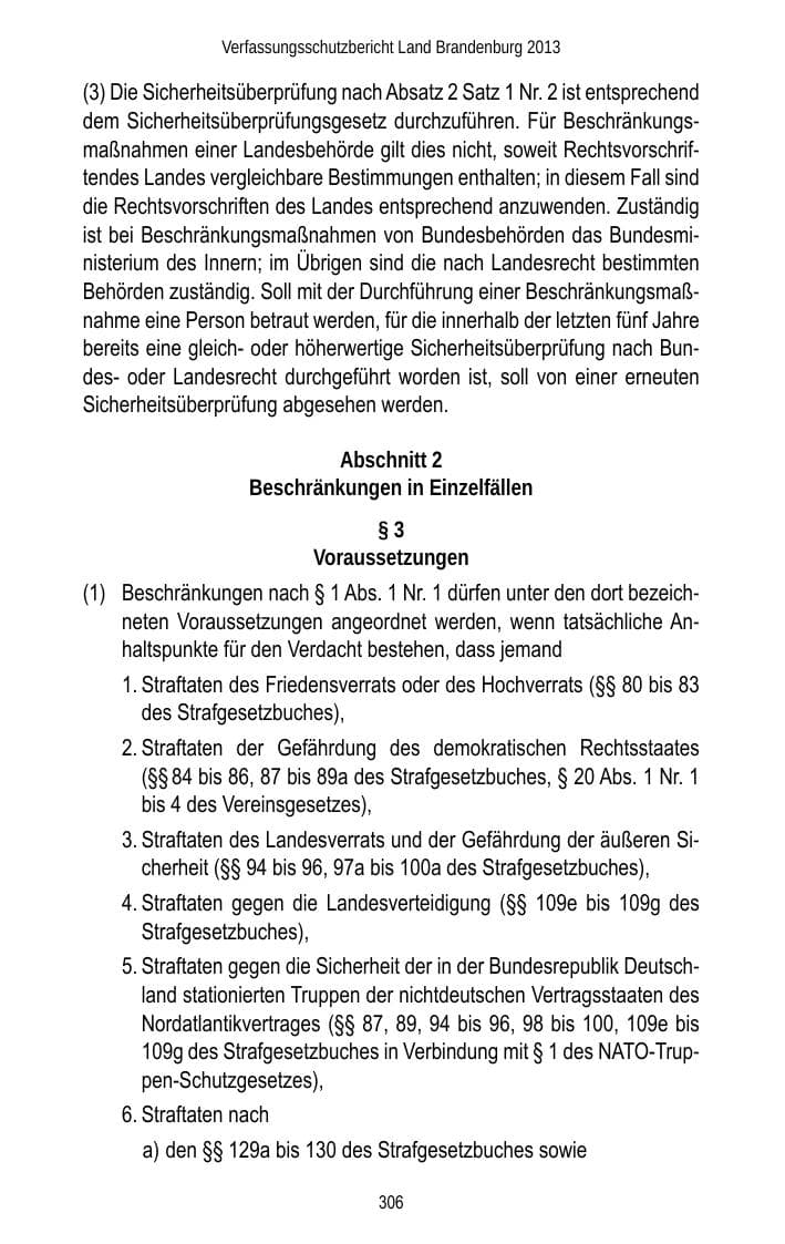 Seite 308 des Verfassungsschutzbericht 2013 Brandenburg