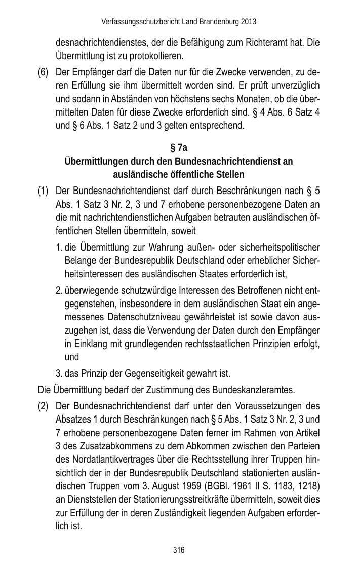 Seite 318 des Verfassungsschutzbericht 2013 Brandenburg