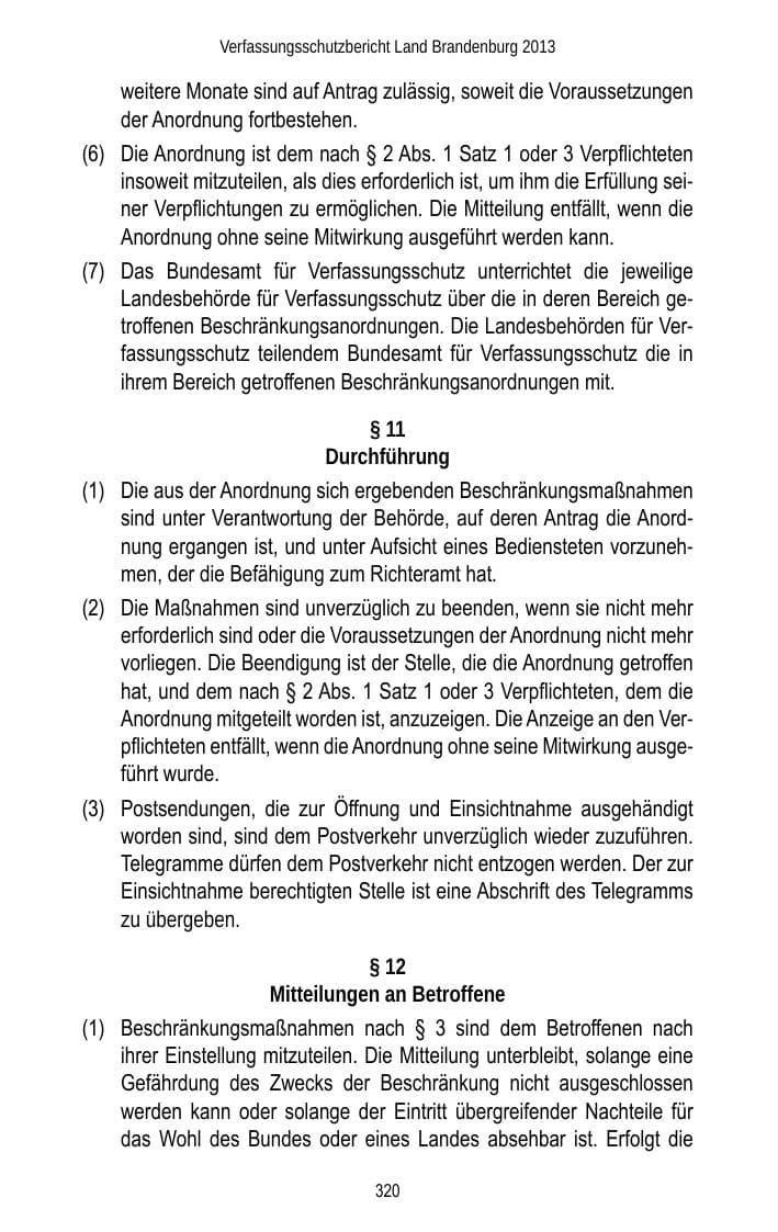 Seite 322 des Verfassungsschutzbericht 2013 Brandenburg