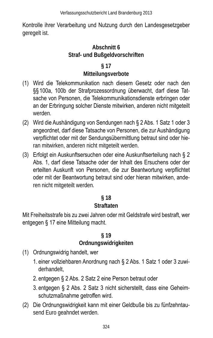 Seite 326 des Verfassungsschutzbericht 2013 Brandenburg